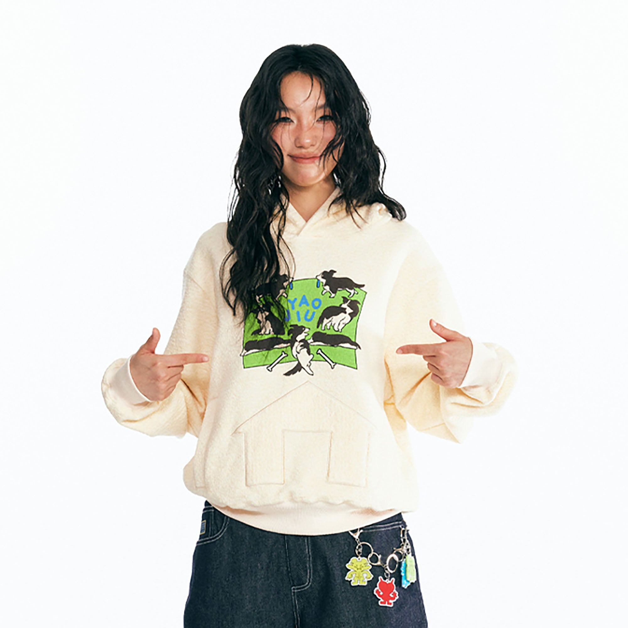 1997 POSTOFFICE Puppy Paradise Graphic Oversized Hoodie, premium urban and streetwear designers apparel on PROJECTISR.com, 1997 POSTOFFICE