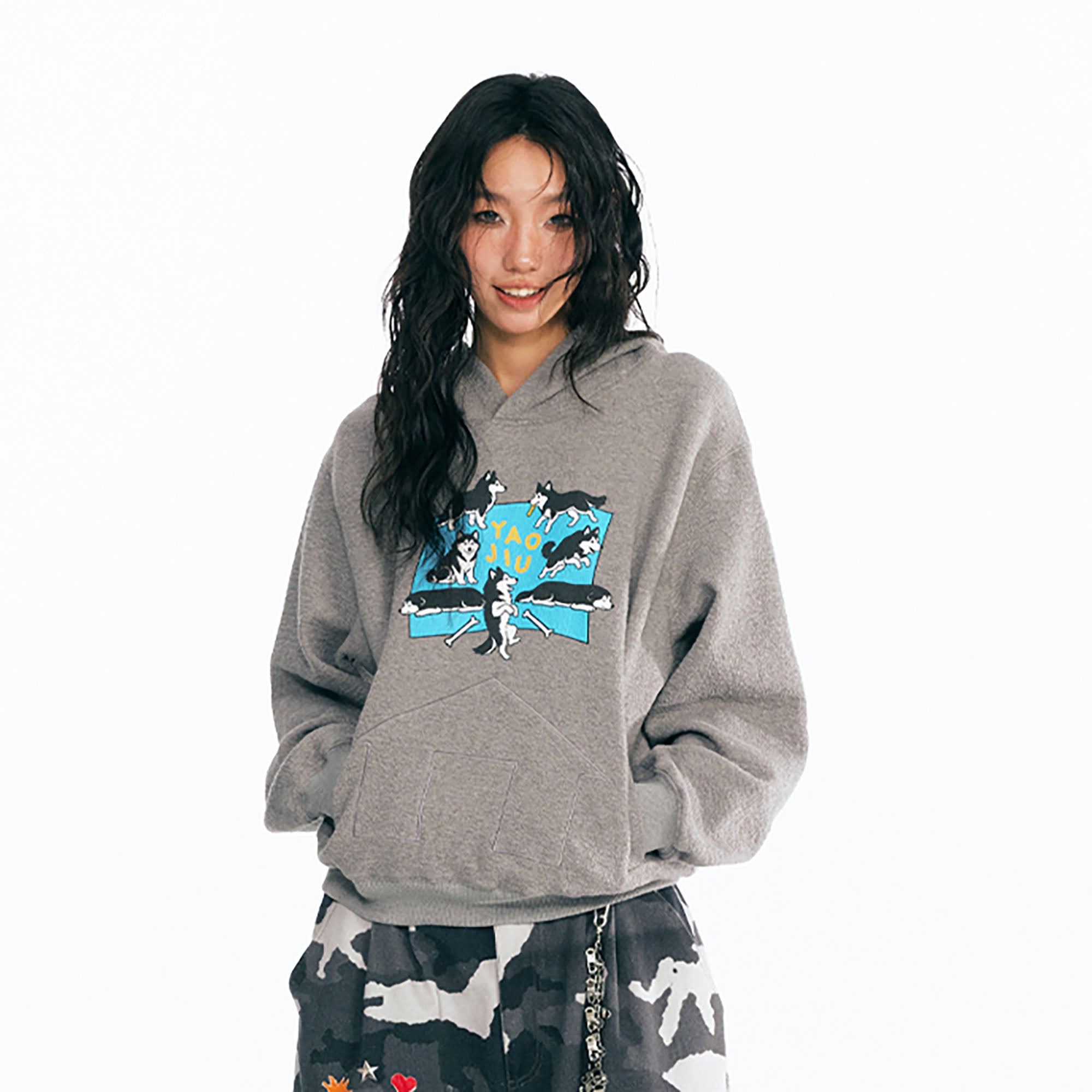 1997 POSTOFFICE Puppy Paradise Graphic Oversized Hoodie, premium urban and streetwear designers apparel on PROJECTISR.com, 1997 POSTOFFICE