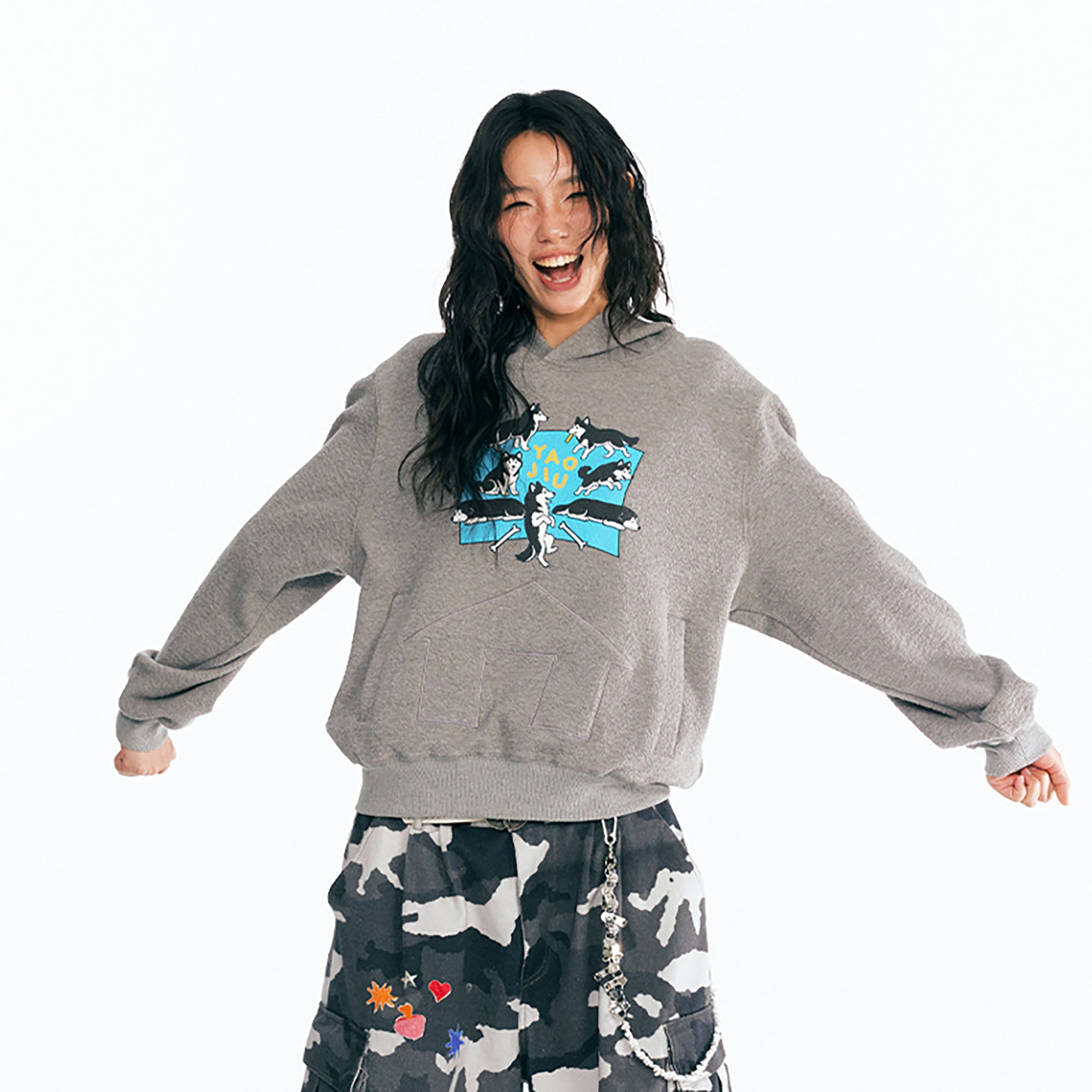 1997 POSTOFFICE Puppy Paradise Graphic Oversized Hoodie, premium urban and streetwear designers apparel on PROJECTISR.com, 1997 POSTOFFICE