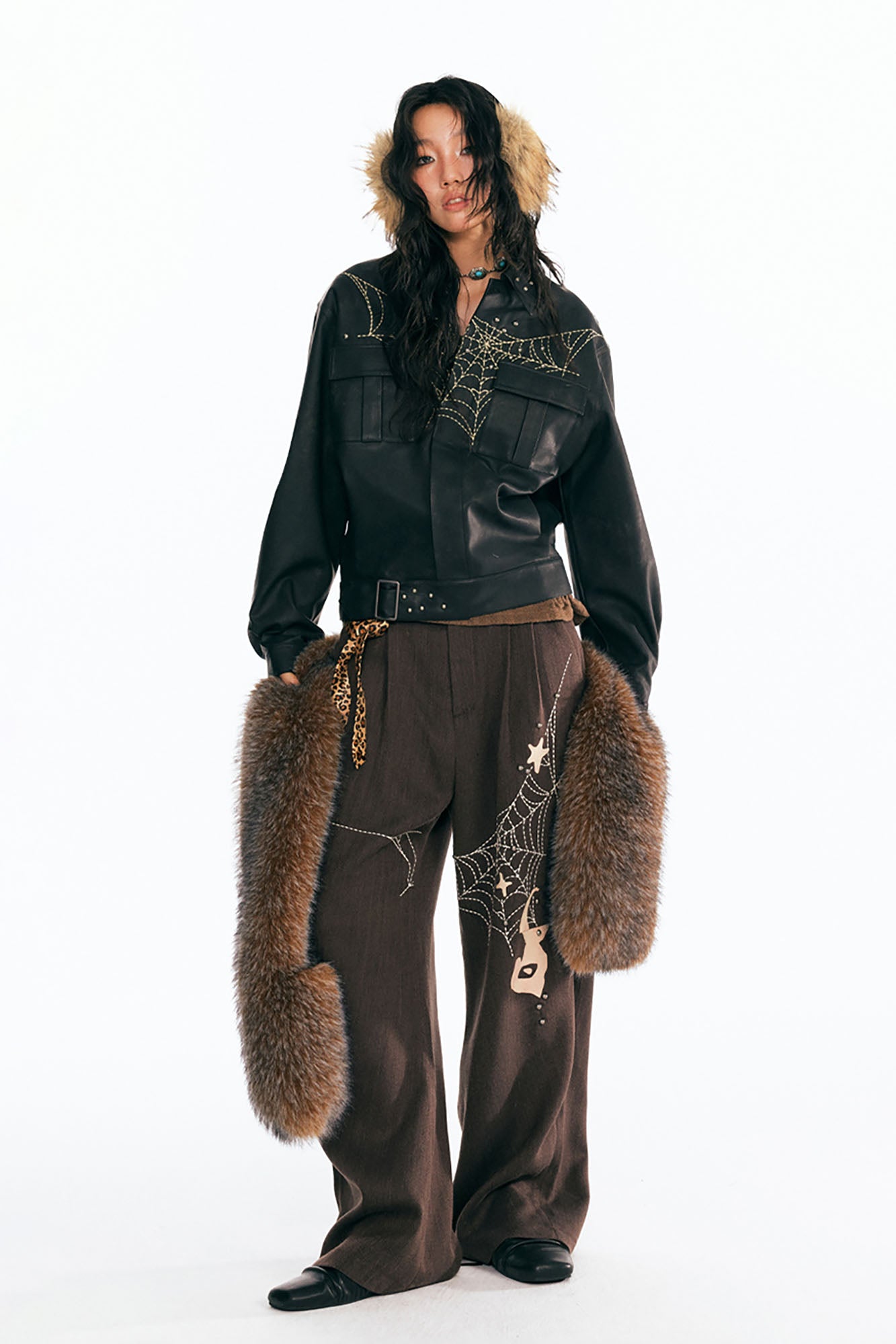 1997 POSTOFFICE Dreamcatcher Graphic Faux Leather Jacket, premium urban and streetwear designers apparel on PROJECTISR.com, 1997 POSTOFFICE