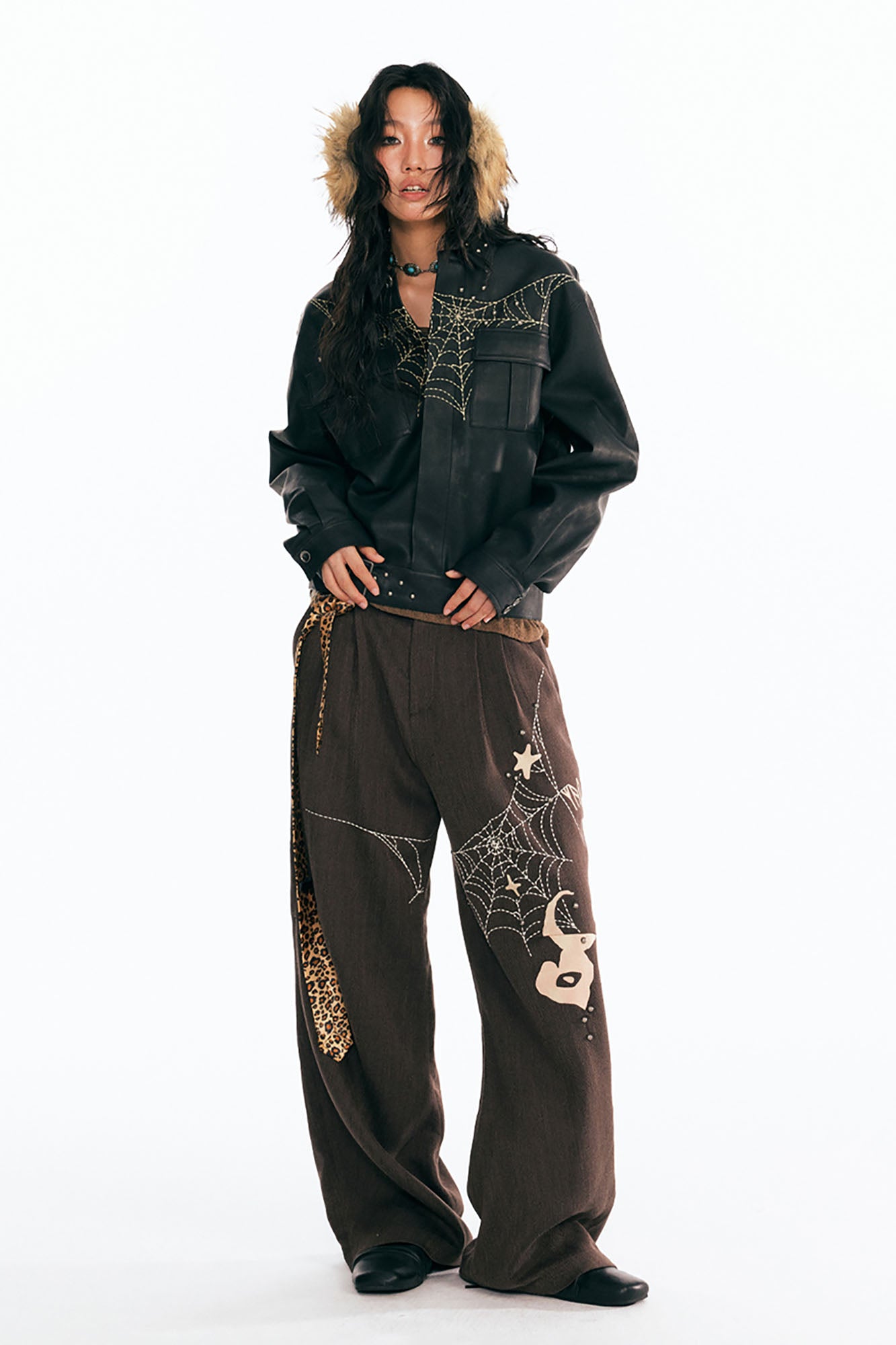 1997 POSTOFFICE Dreamcatcher Graphic Faux Leather Jacket, premium urban and streetwear designers apparel on PROJECTISR.com, 1997 POSTOFFICE