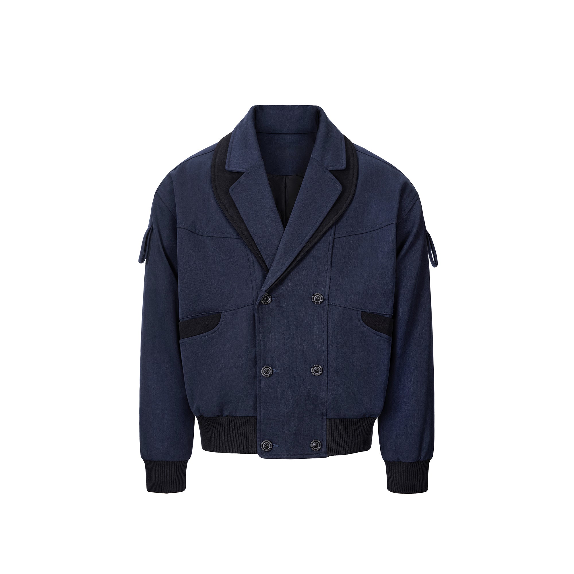 ESAIAS Paneled Double-Lapel Bomber Jacket