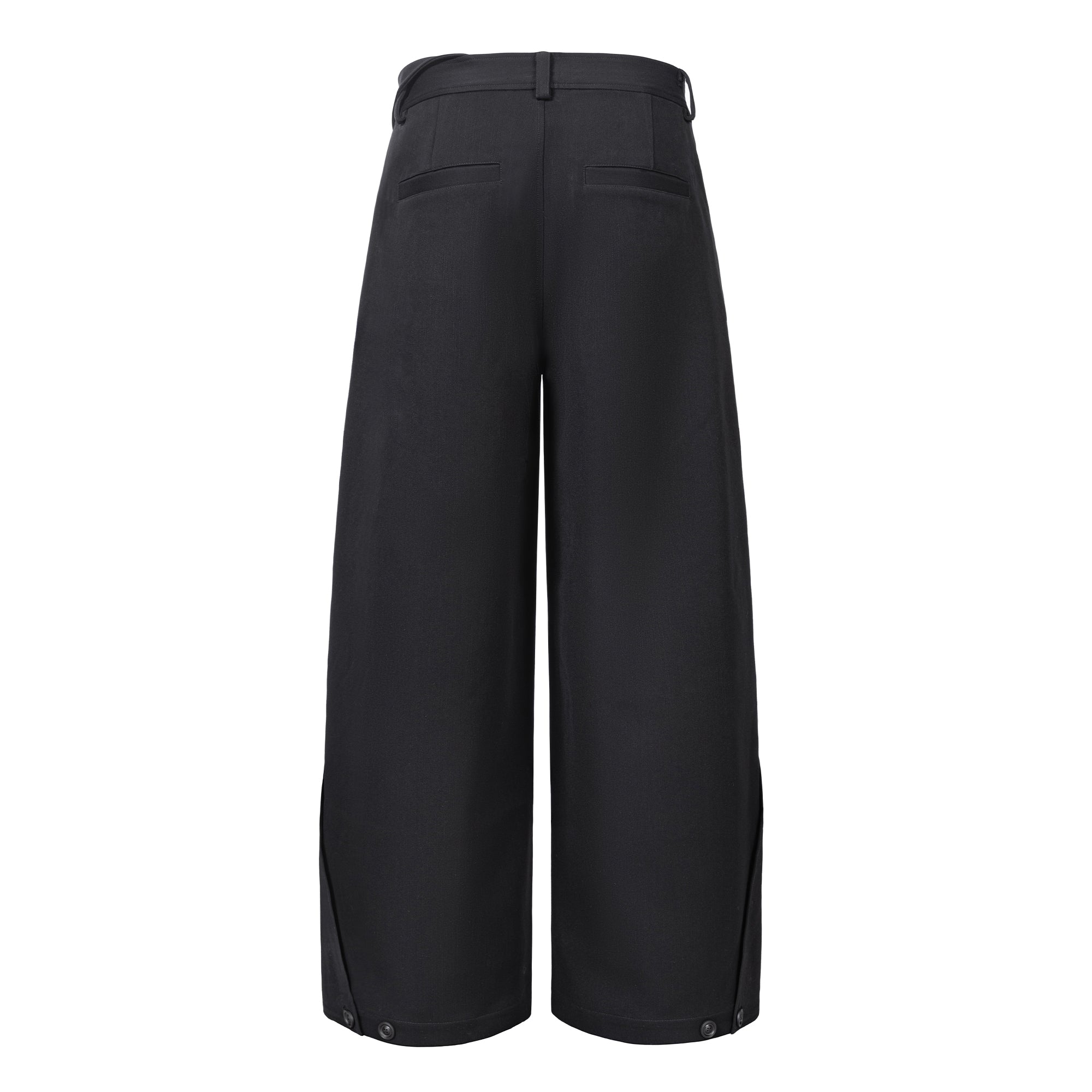 ESAIAS Foldover Waist Pleated Wide-Leg Trousers