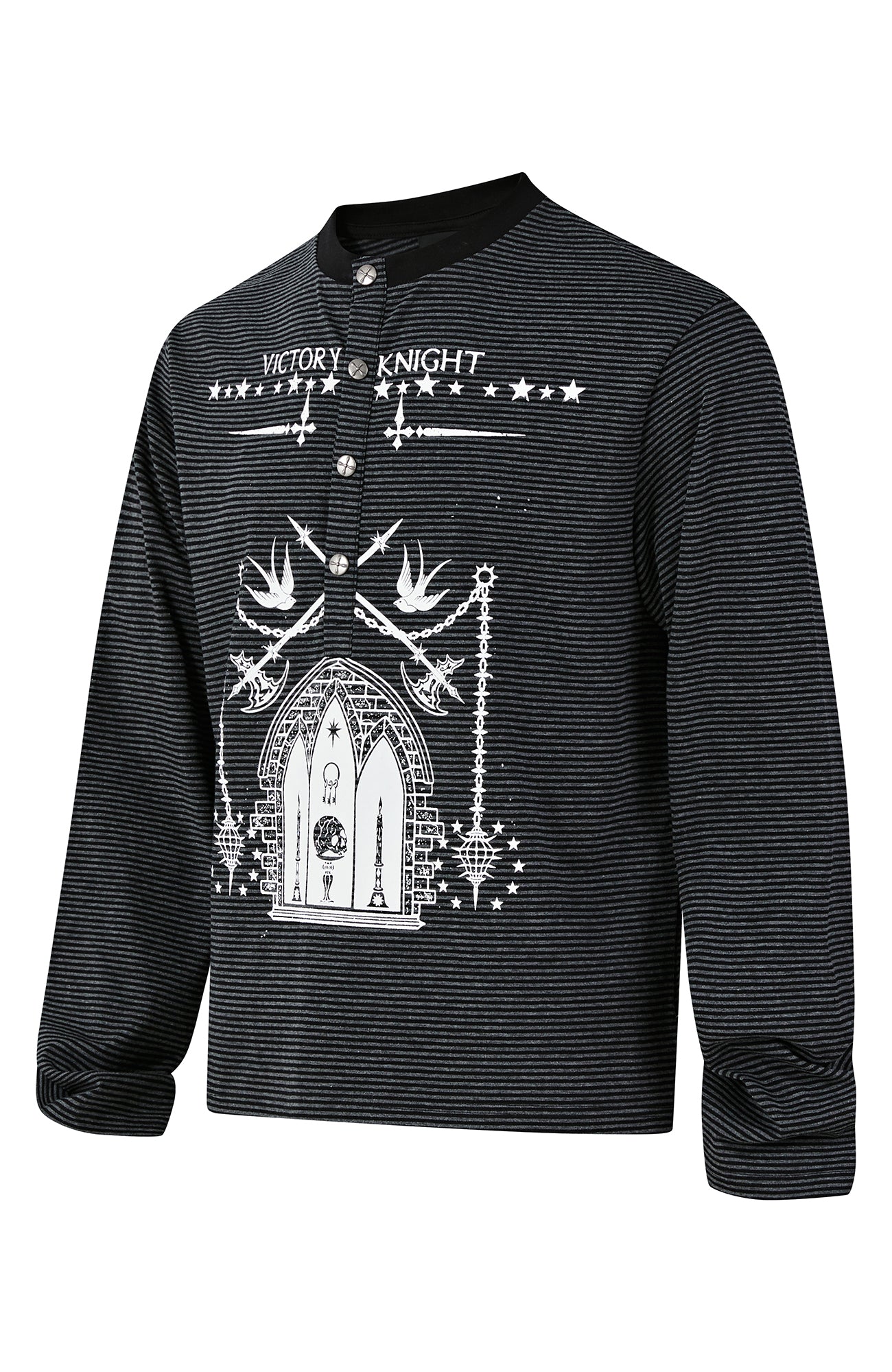 PASET Button Cuff Gothic Graphic Long-Sleeve Tee