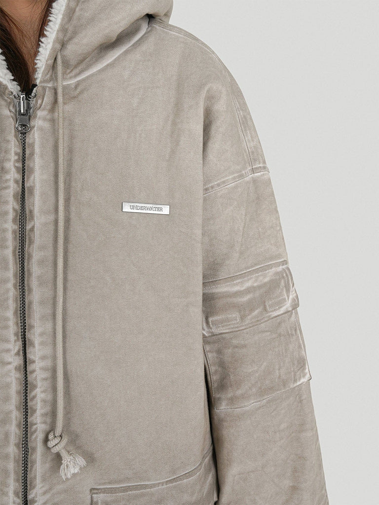 UNDERWATER Reversible Oversized Fleece Jacket Sand, premium urban and streetwear designers apparel on PROJECTISR.com, UNDERWATER