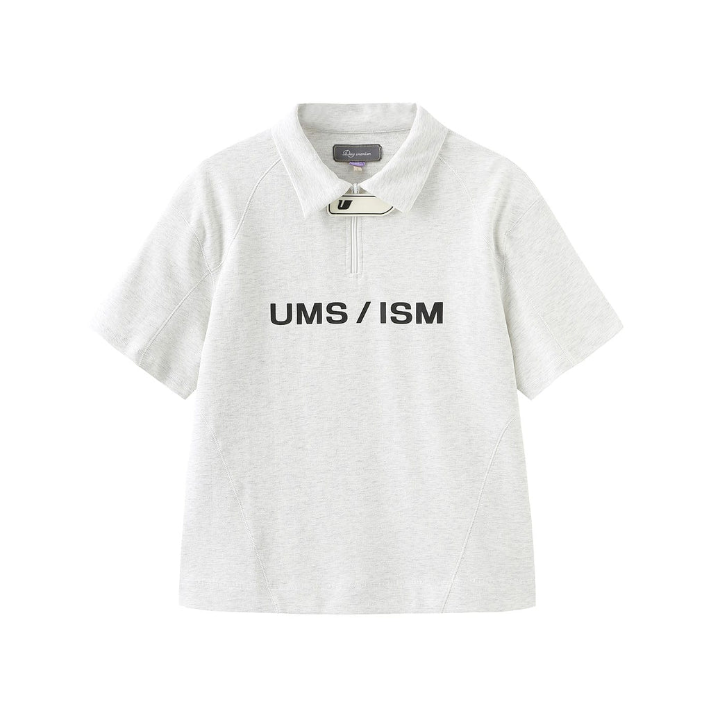 UMAMIISM Paneled Padded Shoulders Polo T-Shirt, premium urban and streetwear designers apparel on PROJECTISR.com, UMAMIISM