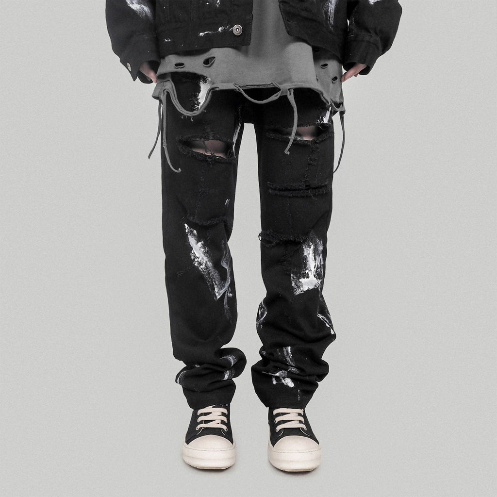UNDERWATER Brush Paint Ripped Jeans - PROJECTISR US