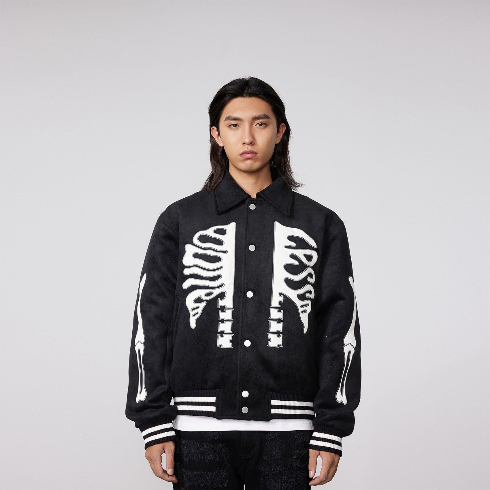 BONELESS Skeleton Varsity Jacket, premium urban and streetwear designers apparel on PROJECTISR.com, BONELESS