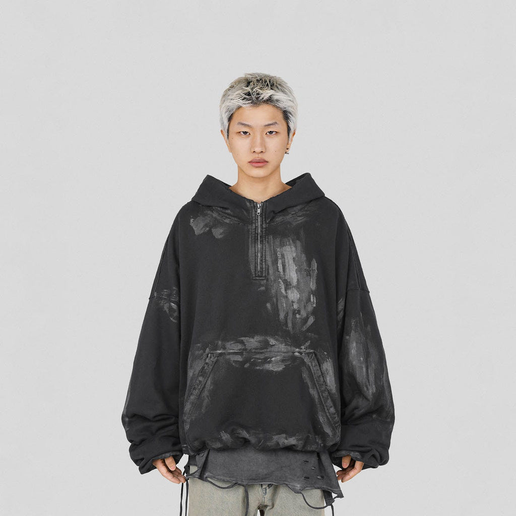 UNDERWATER Brush Paint Elevated Hoodie Black, premium urban and streetwear designers apparel on PROJECTISR.com, UNDERWATER