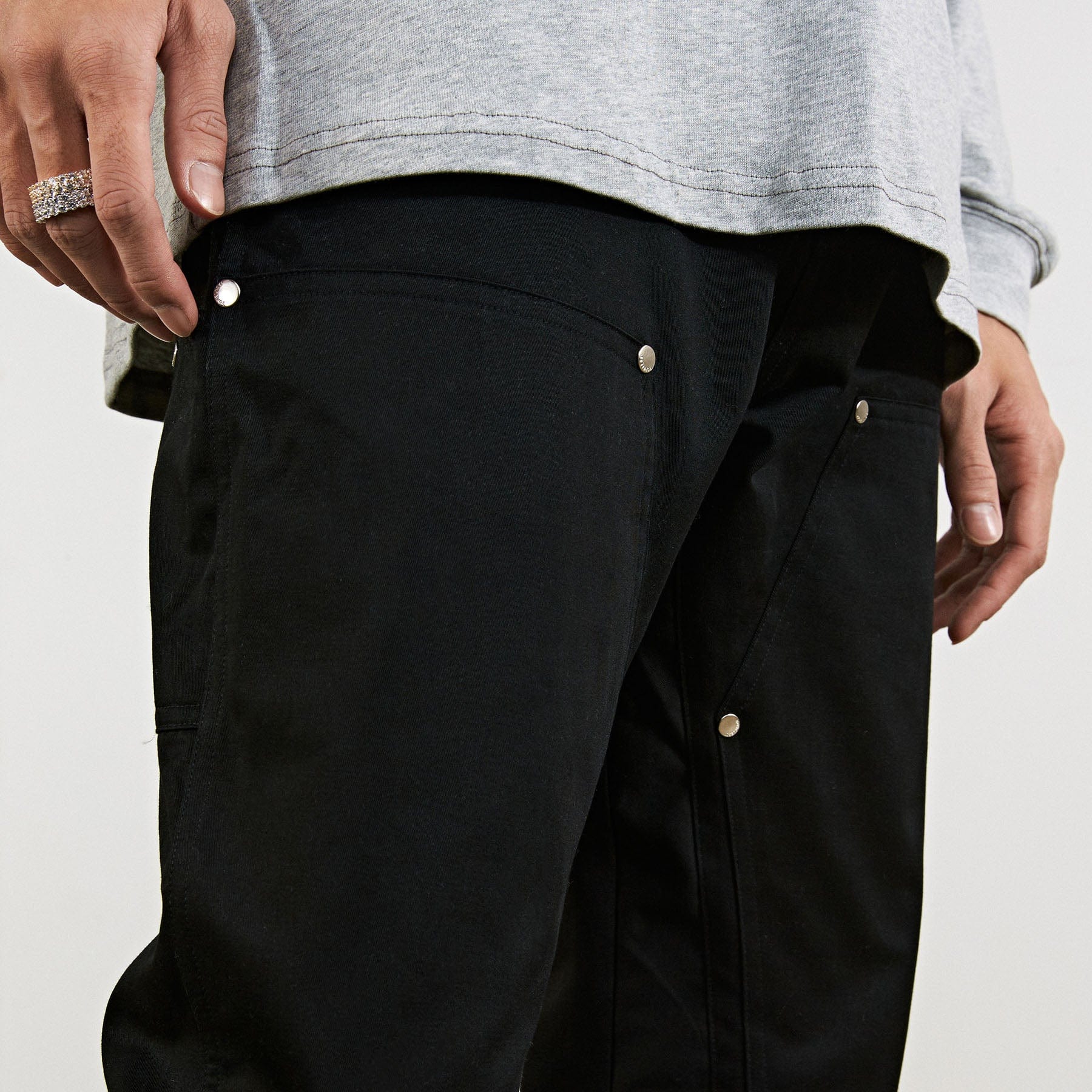 BONELESS Rivet Double-layered Back Zipper Pants - PROJECTISR US