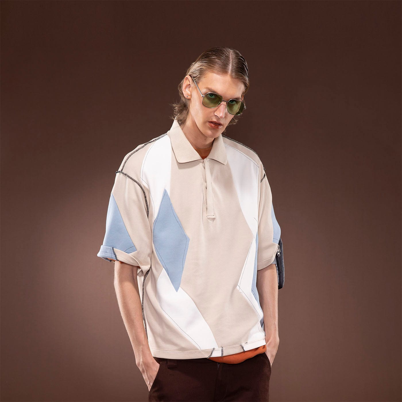 UMAMIISM Reversible Patchwork Polo T-Shirt