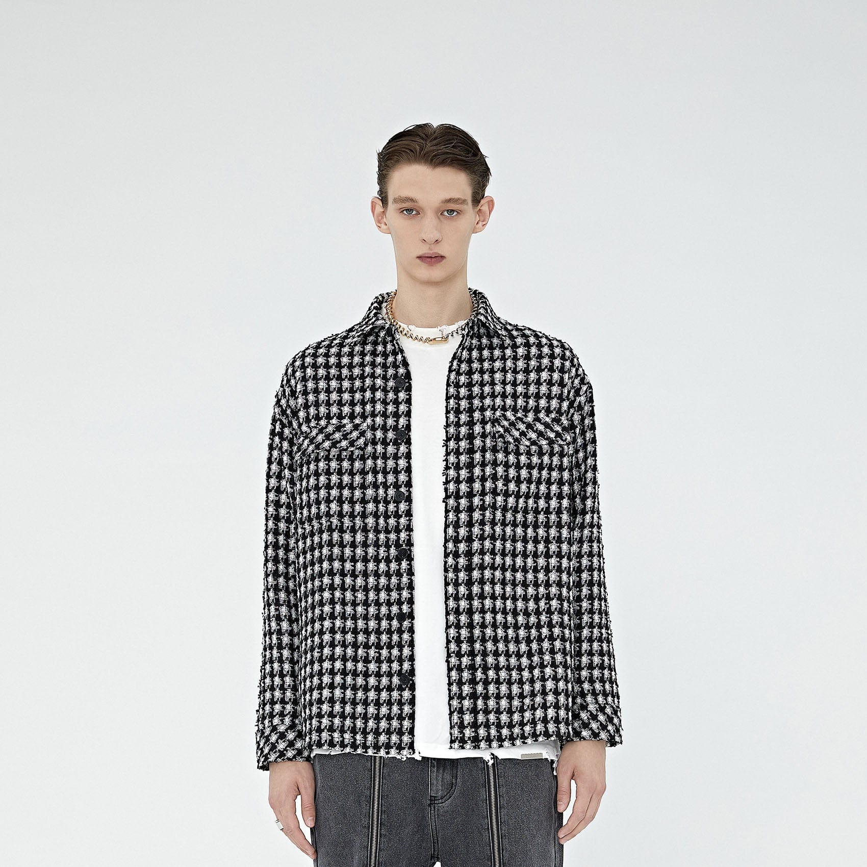 BONELESS Houndstooth Tweed Jacket, premium urban and streetwear designers apparel on PROJECTISR.com, BONELESS