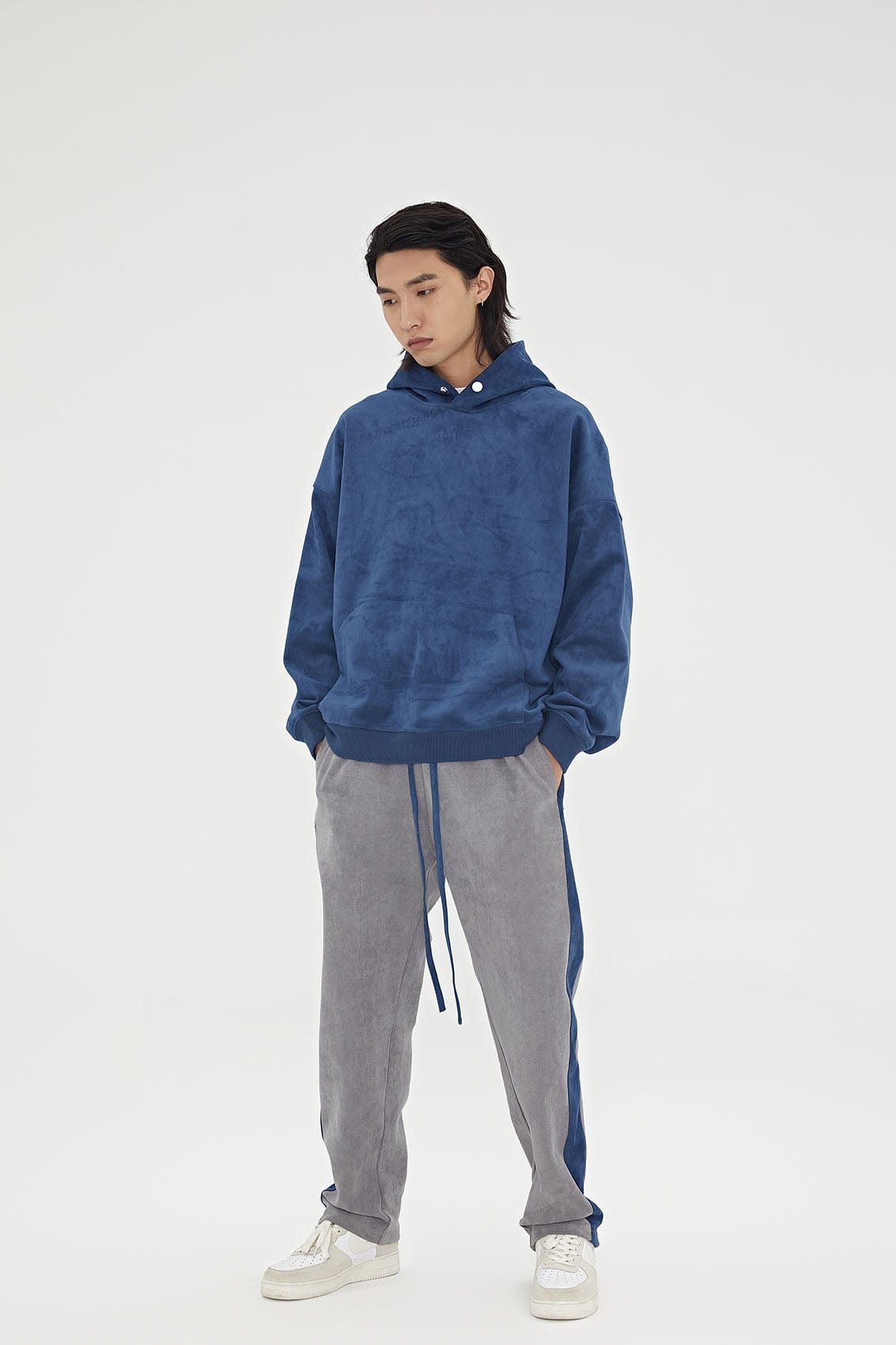 Blue hotsell suede hoodie