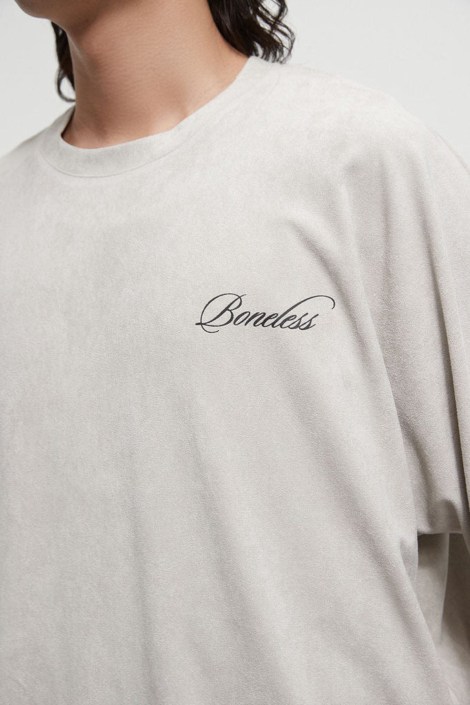 BONELESS Faux Suede Coordinate T-Shirt, premium urban and streetwear designers apparel on PROJECTISR.com, BONELESS