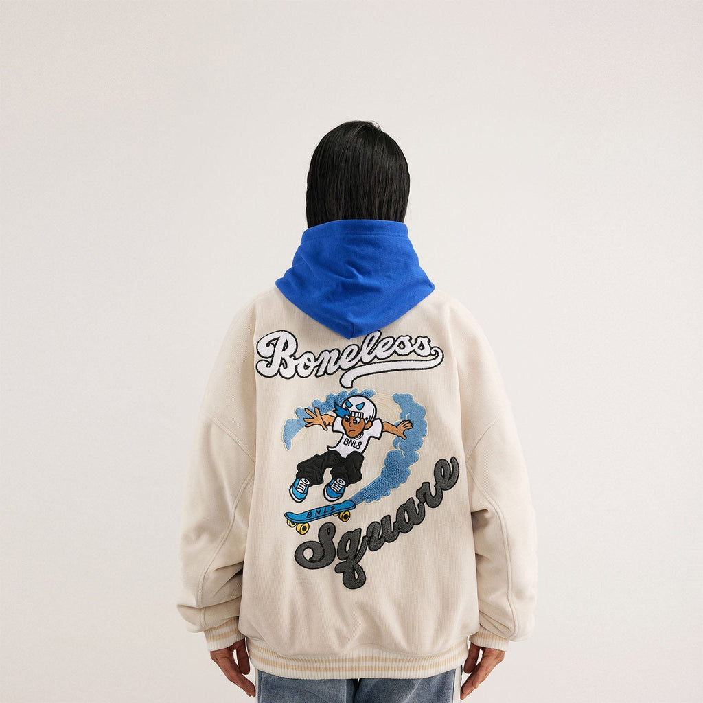 BONELESS Waffle Skater Varsity Jacket, premium urban and streetwear designers apparel on PROJECTISR.com, BONELESS