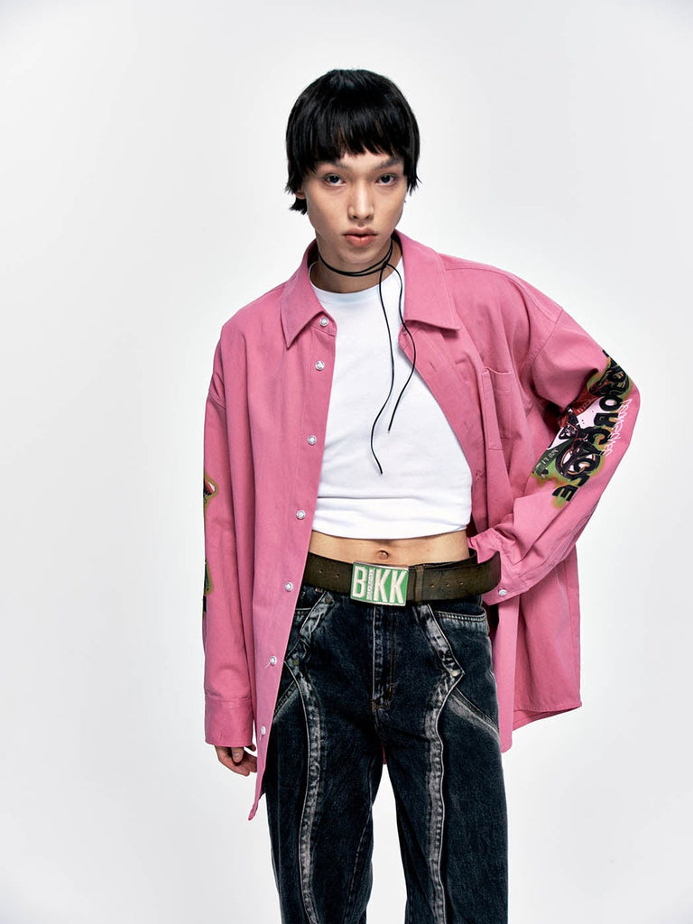 LEONSENSE Motorcycle Shirt Pink, premium urban and streetwear designers apparel on PROJECTISR.com, LEONSENSE