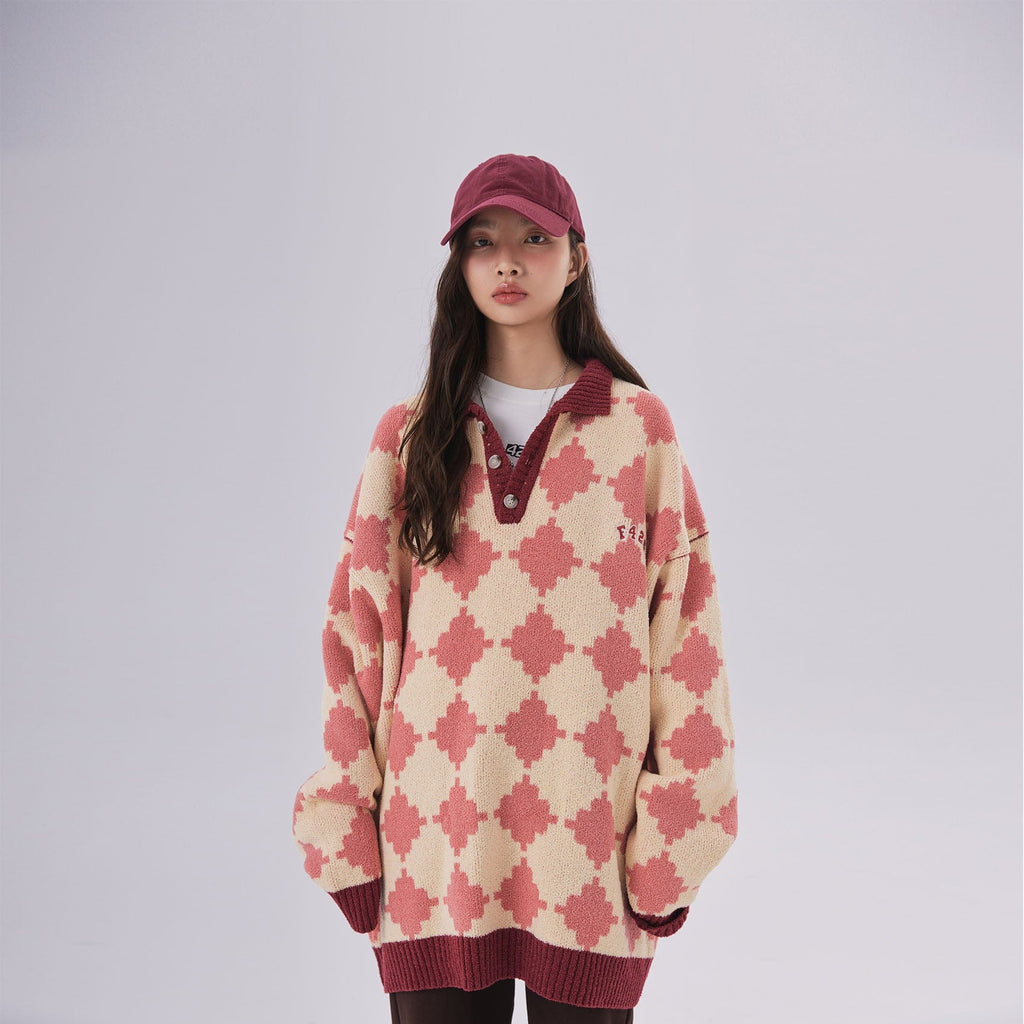 F426 Diamond Monogram Collared Sweater, premium urban and streetwear designers apparel on PROJECTISR.com, F426