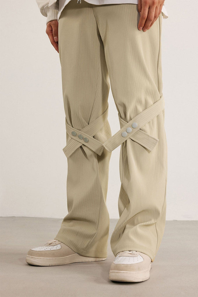 BONELESS Strap Faux Leather Texture Pants, premium urban and streetwear designers apparel on PROJECTISR.com, BONELESS