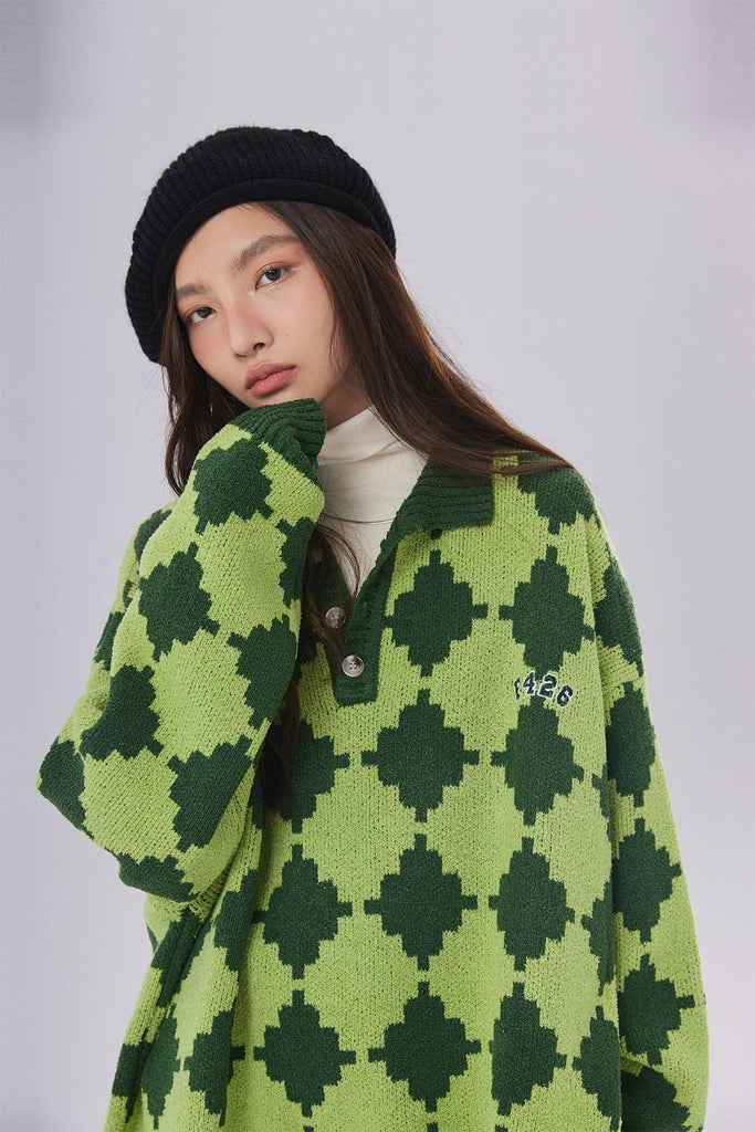 F426 Diamond Monogram Collared Sweater, premium urban and streetwear designers apparel on PROJECTISR.com, F426