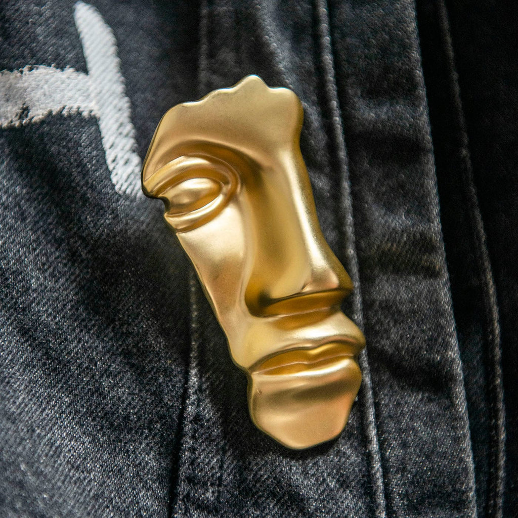 A LITTLE Half Face Sculpture Pin, premium urban and streetwear designers apparel on PROJECTISR.com, A LITTLE