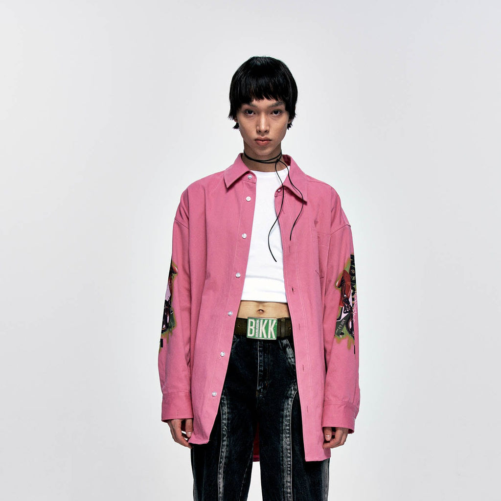 LEONSENSE Motorcycle Shirt Pink, premium urban and streetwear designers apparel on PROJECTISR.com, LEONSENSE