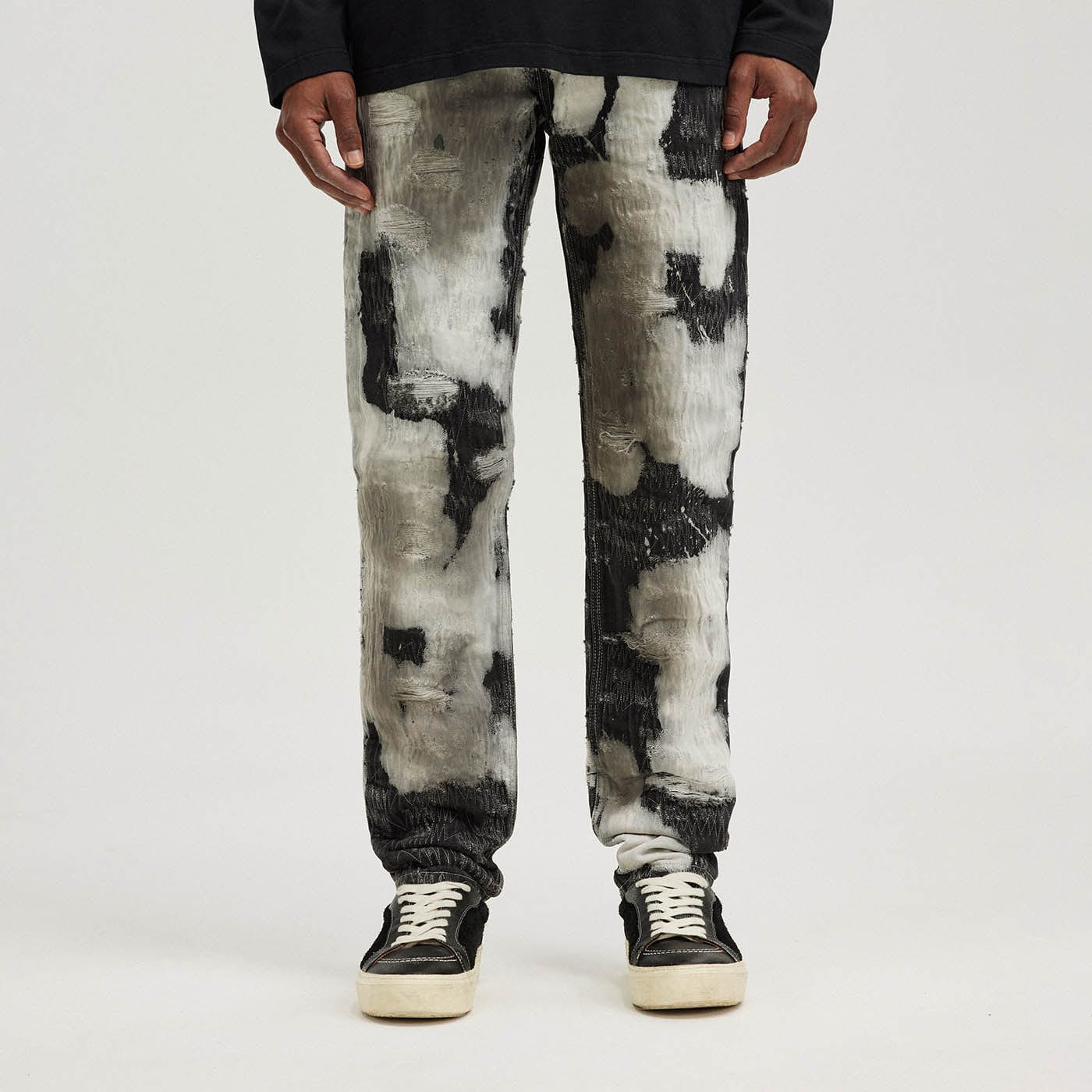 BONELESS Distressed Stitches Jeans, premium urban and streetwear designers apparel on PROJECTISR.com, BONELESS