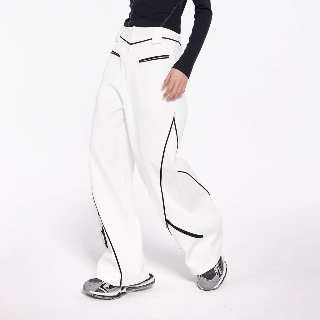 49PERCENT Paneled Zipper Wide-Leg Pants, premium urban and streetwear designers apparel on PROJECTISR.com, 49PERCENT