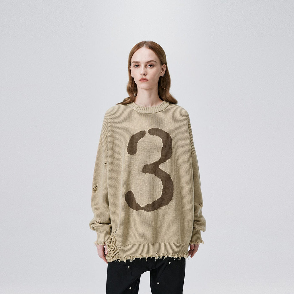 BONELESS Number 3 Raw Edge Sweater, premium urban and streetwear designers apparel on PROJECTISR.com, BONELESS