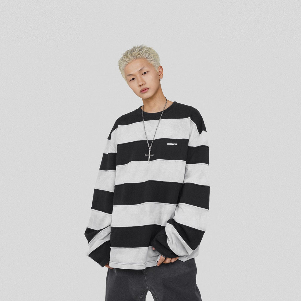 UNDERWATER Spliced Stripe Tie-Dye Light Sweatshirt, premium urban and streetwear designers apparel on PROJECTISR.com, UNDERWATER