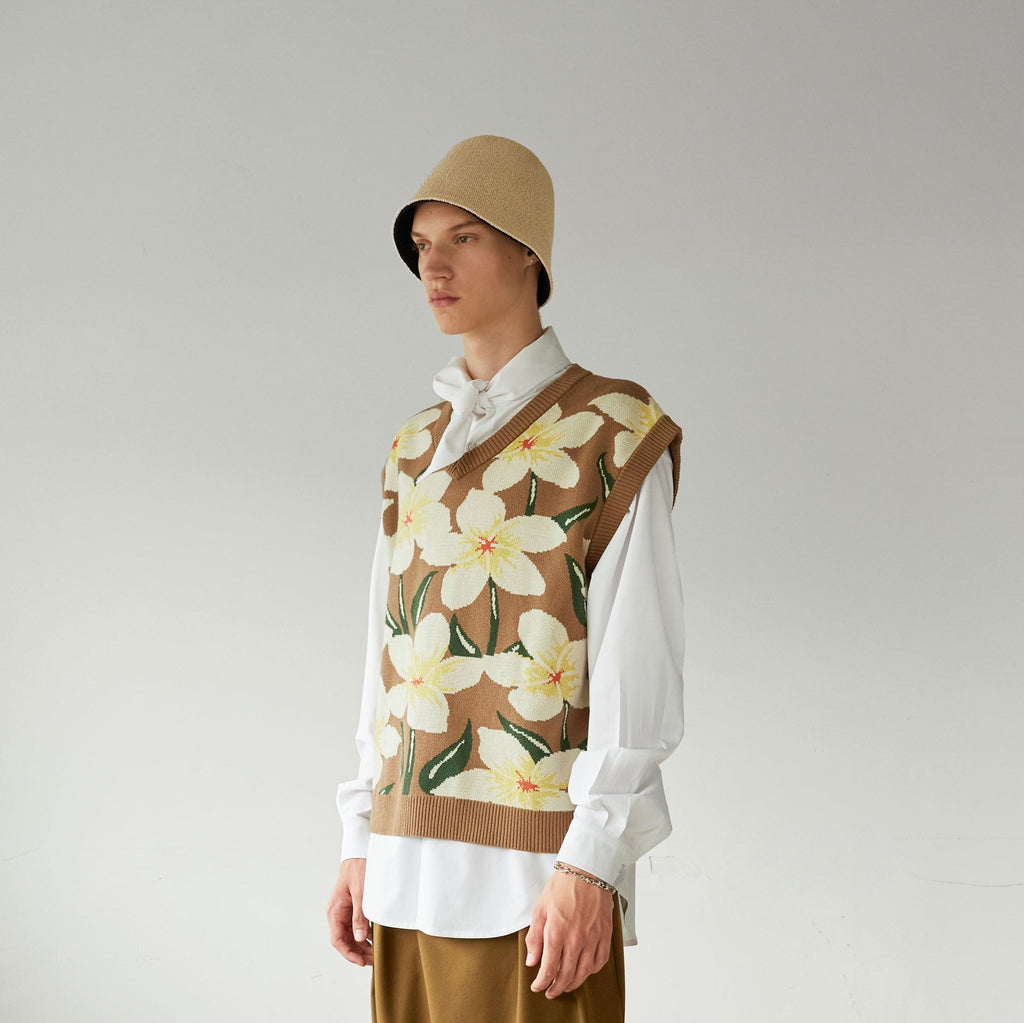 LEONSENSE Floral Knitted Vest, premium urban and streetwear designers apparel on PROJECTISR.com, LEONSENSE