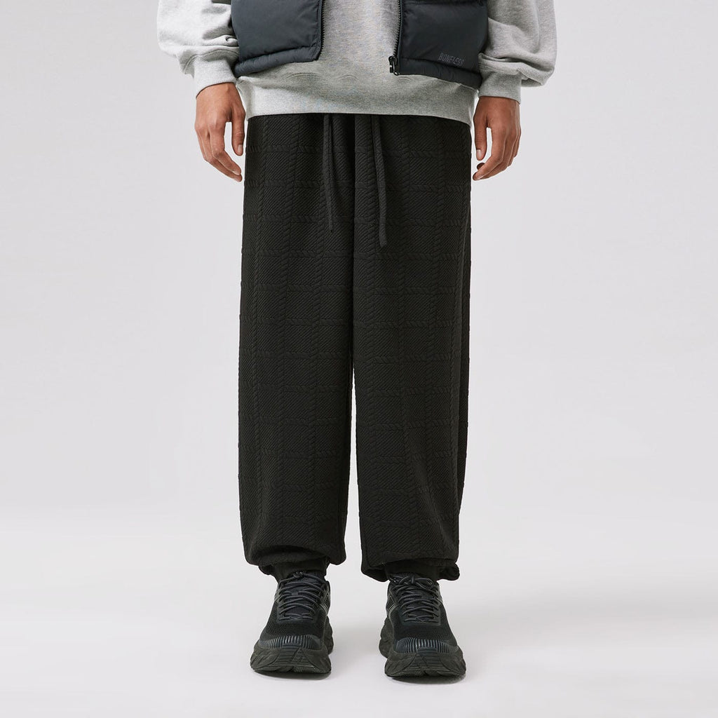 BONELESS Check Embossed Jogger Pants, premium urban and streetwear designers apparel on PROJECTISR.com, BONELESS