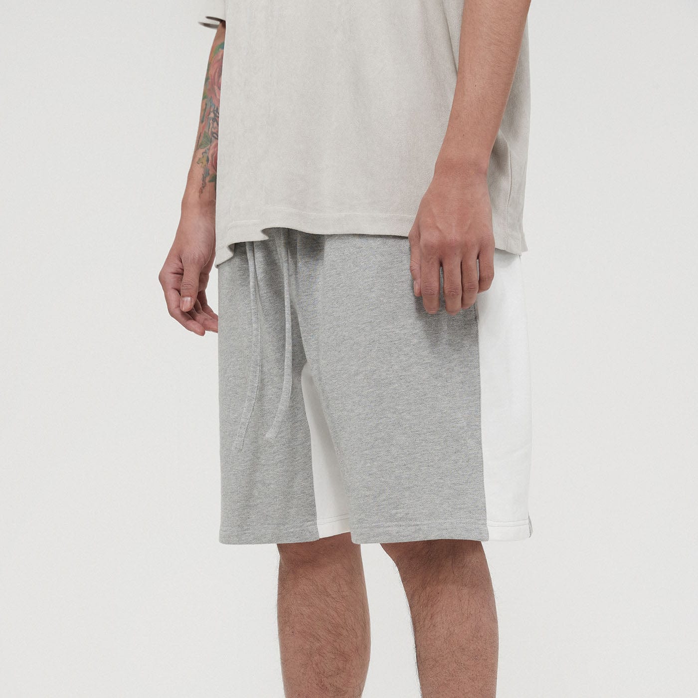 BONELESS Contrast Spliced Sweat Shorts, premium urban and streetwear designers apparel on PROJECTISR.com, BONELESS