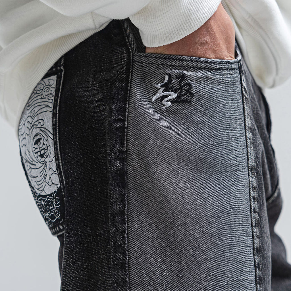 CHUSAN Spliced Wave Jeans, premium urban and streetwear designers apparel on PROJECTISR.com, ChuSan