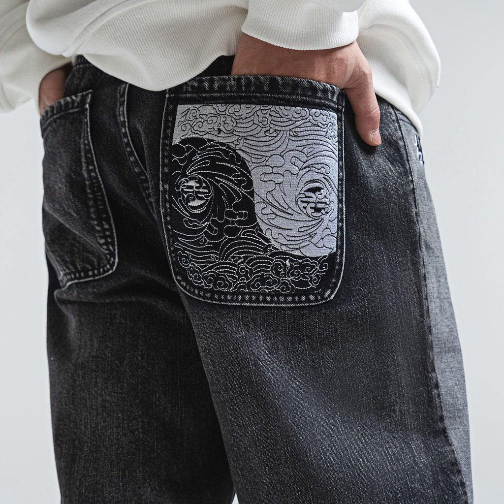 CHUSAN Spliced Wave Jeans, premium urban and streetwear designers apparel on PROJECTISR.com, ChuSan