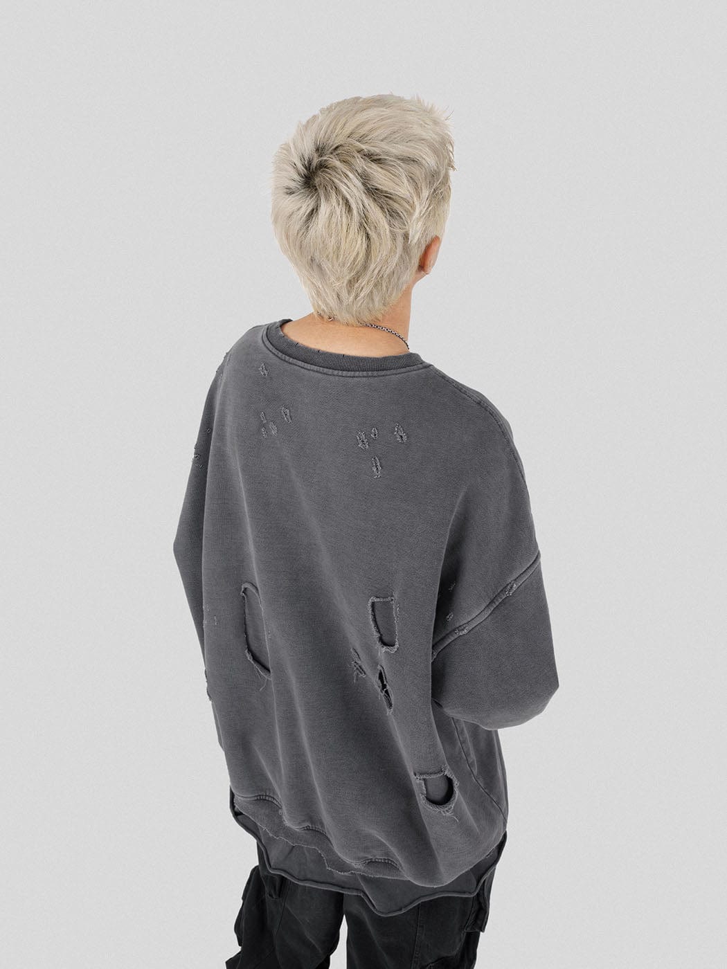 UNDERWATER Raw Edge Layered Distressed Sweatshirt | PROJECTISR US