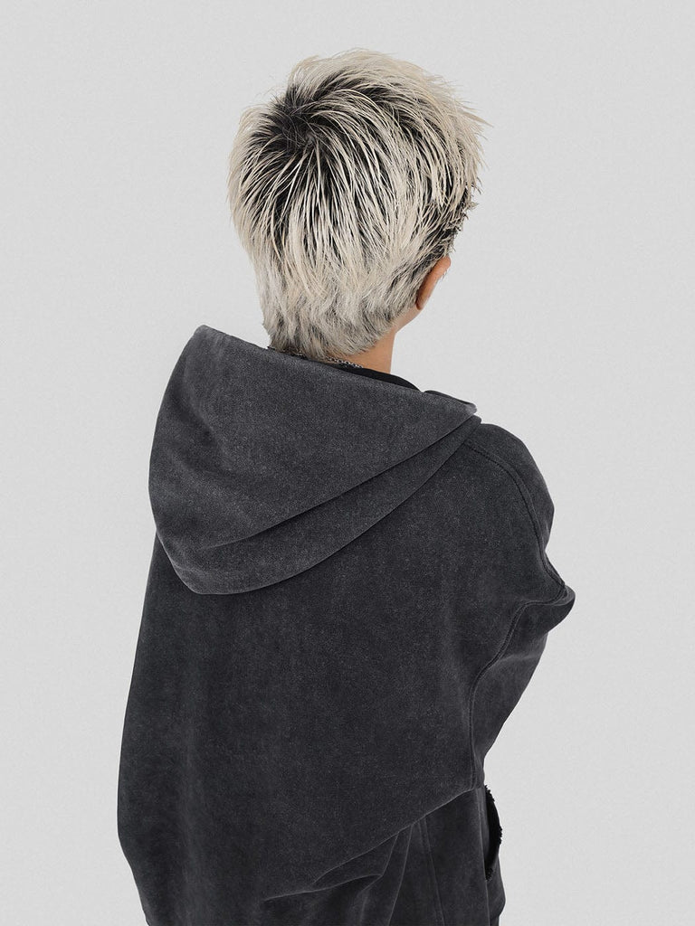 UNDERWATER Ripped Washed Zip-Up Hoodie, premium urban and streetwear designers apparel on PROJECTISR.com, UNDERWATER