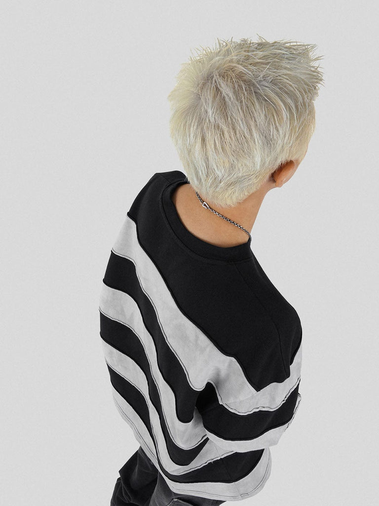 UNDERWATER Spliced Stripe Tie-Dye Light Sweatshirt, premium urban and streetwear designers apparel on PROJECTISR.com, UNDERWATER
