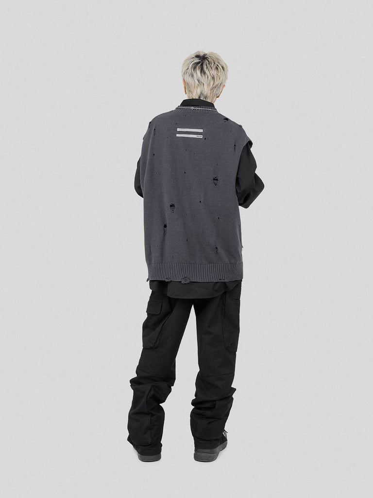 UNDERWATER Ripped Oversize Knit Vest, premium urban and streetwear designers apparel on PROJECTISR.com, UNDERWATER