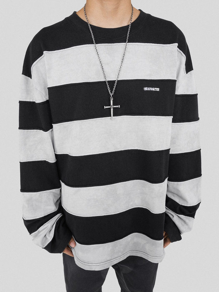 UNDERWATER Spliced Stripe Tie-Dye Light Sweatshirt, premium urban and streetwear designers apparel on PROJECTISR.com, UNDERWATER