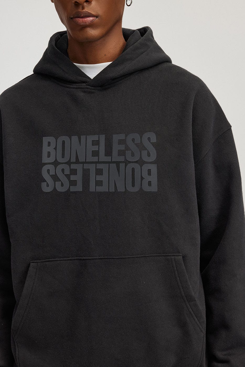 BONELESS Reversed LOGO Heavyweight Hoodie, premium urban and streetwear designers apparel on PROJECTISR.com, BONELESS