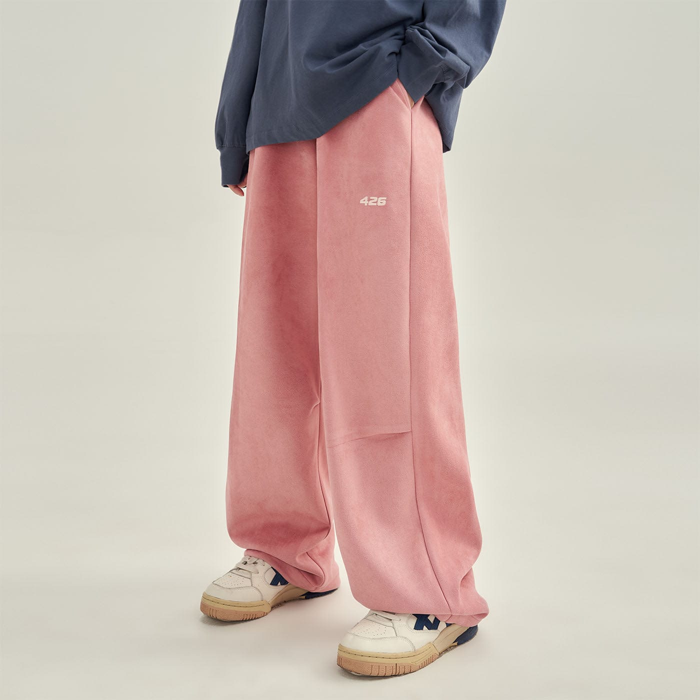 F426 Faux Suede Oversized Crease Pants, premium urban and streetwear designers apparel on PROJECTISR.com, F426