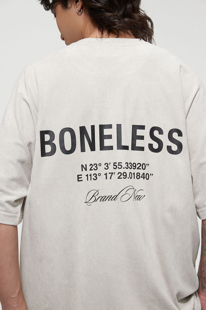 BONELESS Faux Suede Coordinate T-Shirt, premium urban and streetwear designers apparel on PROJECTISR.com, BONELESS