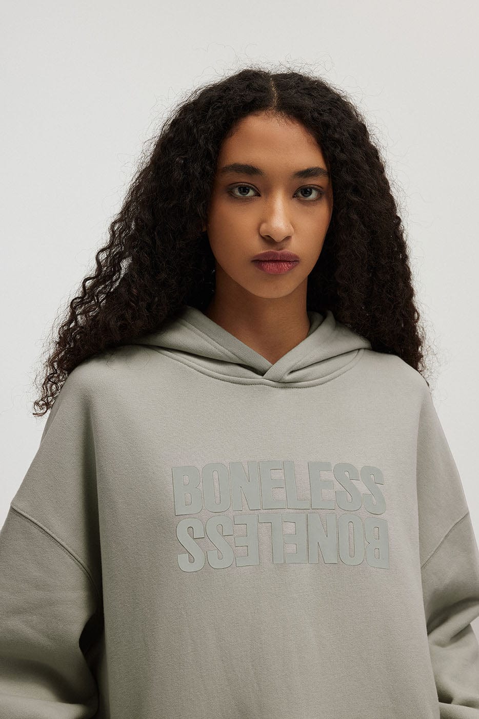 BONELESS Reversed LOGO Heavyweight Hoodie, premium urban and streetwear designers apparel on PROJECTISR.com, BONELESS