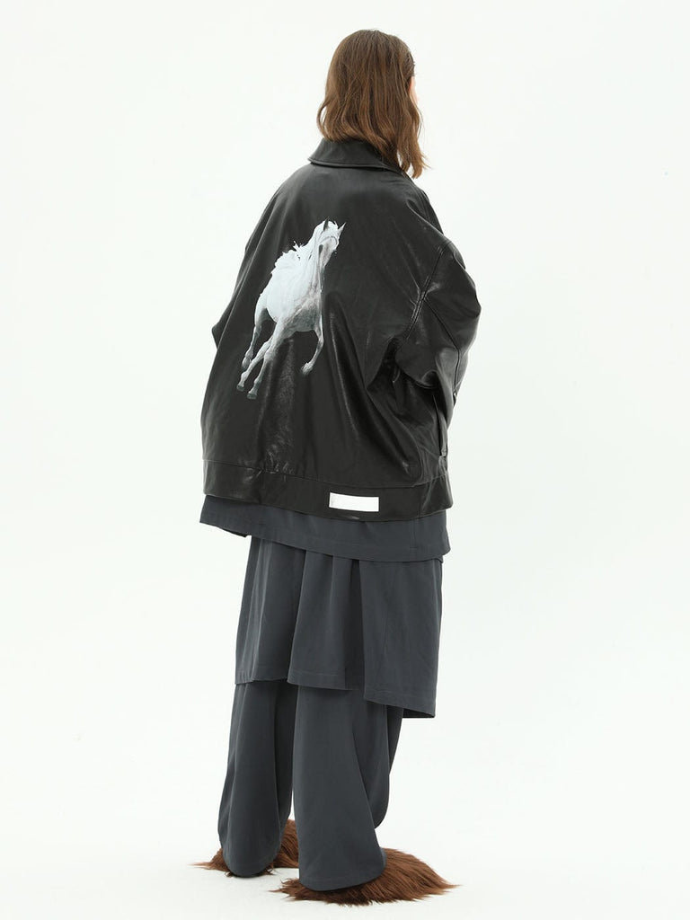 MIICHOUS White Horse Faux Leather Jacket, premium urban and streetwear designers apparel on PROJECTISR.com, Miichous