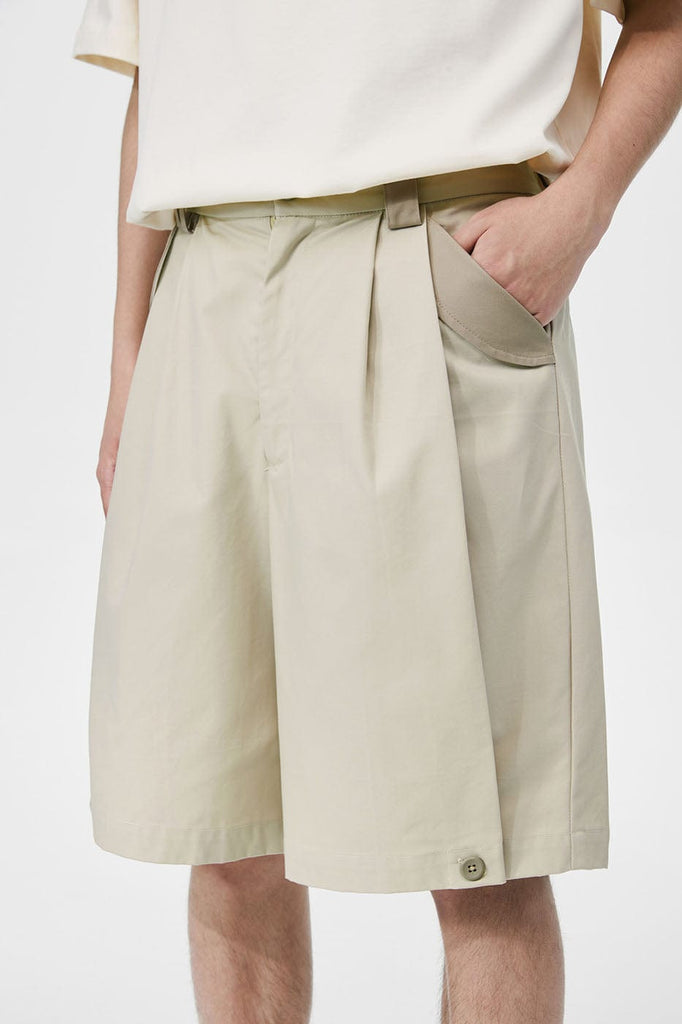 CONKLAB Button Crease Spliced Shorts, premium urban and streetwear designers apparel on PROJECTISR.com, Conklab