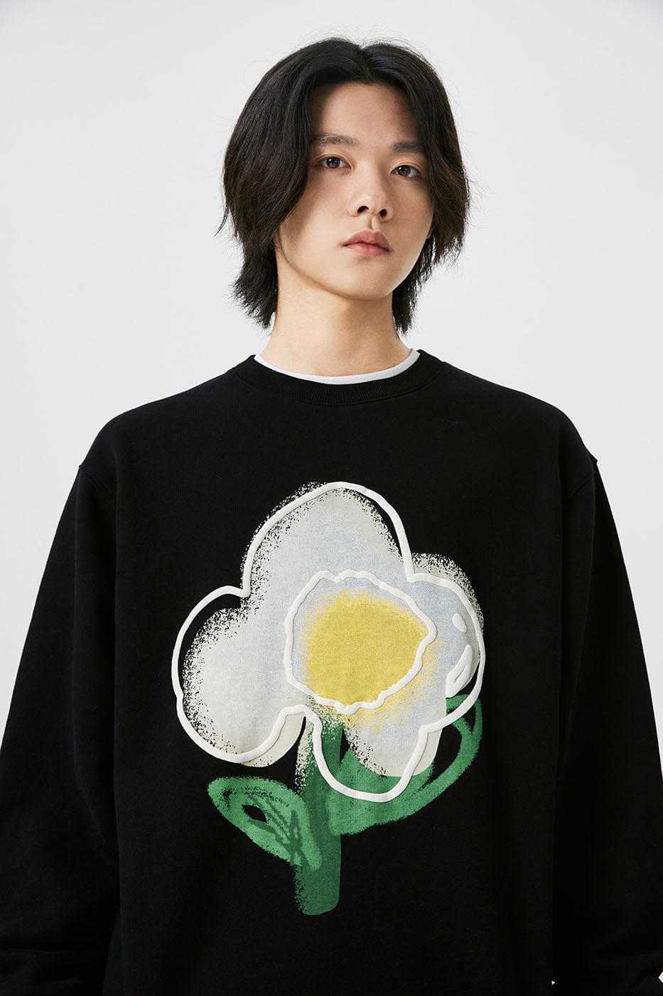 Conklab Fried Egg Flower Graphics L/S T-Shirt, premium urban and streetwear designers apparel on PROJECTISR.com, Conklab