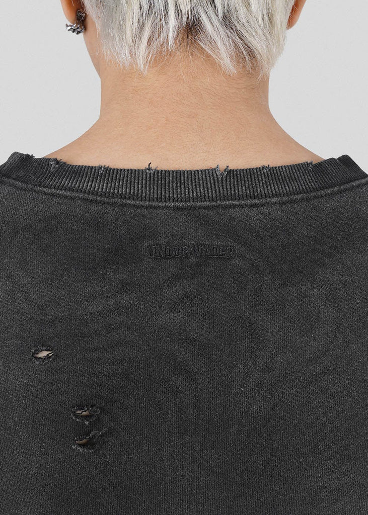 UNDERWATER Alive Ripped Sweatshirt Black, premium urban and streetwear designers apparel on PROJECTISR.com, UNDERWATER