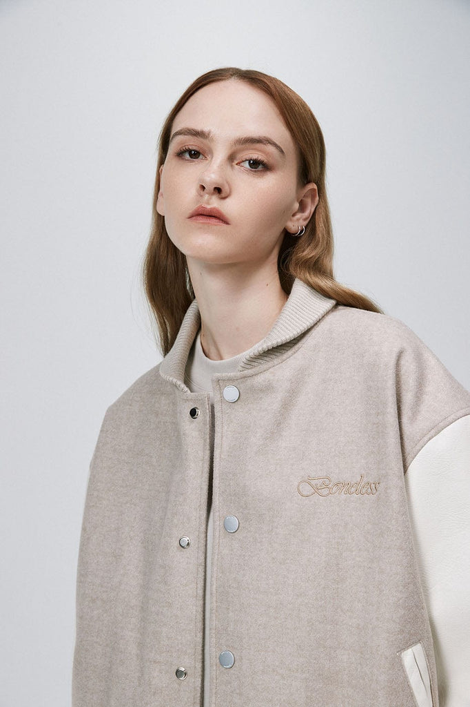 BONELESS Classic Faux Leather Heavy Weight Baseball Jacket, premium urban and streetwear designers apparel on PROJECTISR.com, BONELESS