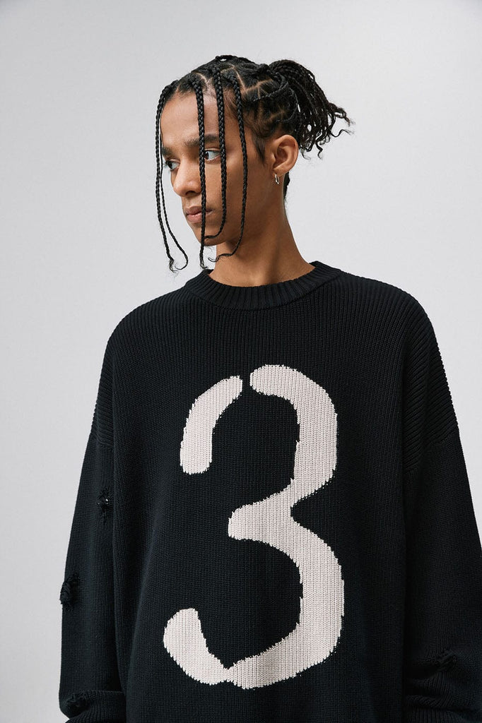 BONELESS Number 3 Raw Edge Sweater, premium urban and streetwear designers apparel on PROJECTISR.com, BONELESS