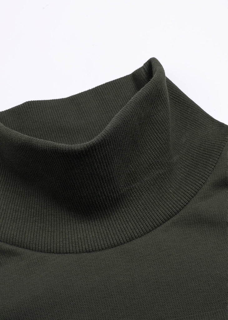 49PERCENT Funnel Neck Modern Spliced Sweatshirt Army Green, premium urban and streetwear designers apparel on PROJECTISR.com, 49PERCENT